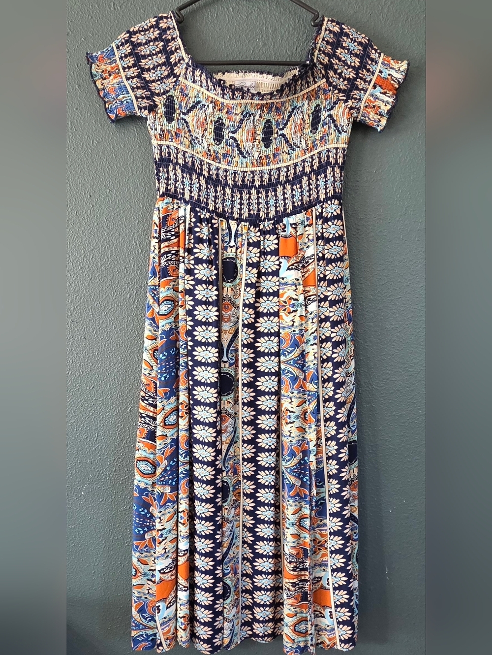 Women's Dress Boho Floral Print Off Shoulder Split Long A Line Beach Sun dress - Picture 6 of 8